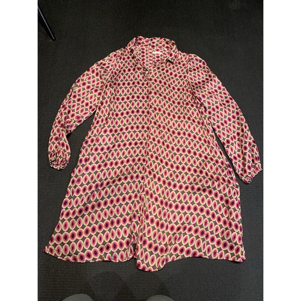 Robert‎ Friedman Dress Womens Small Geometric Long Sleeve W/ Pockets Knee Length